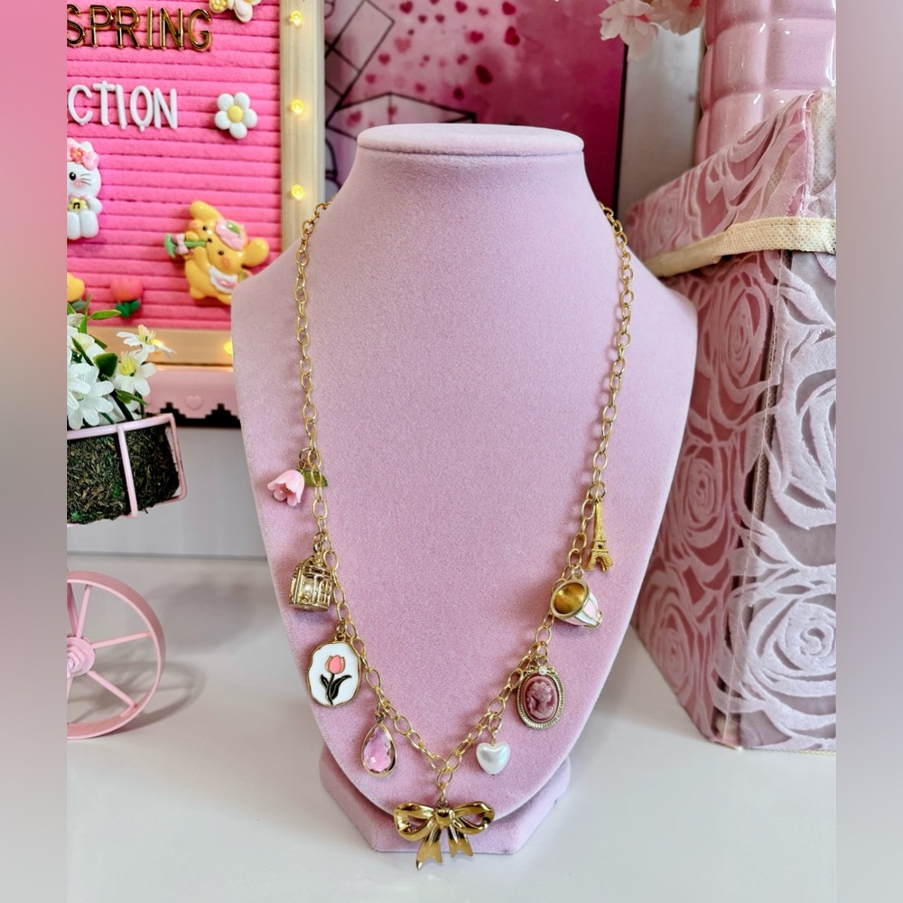 Gold Plated Paris in Spring Charm Necklace
